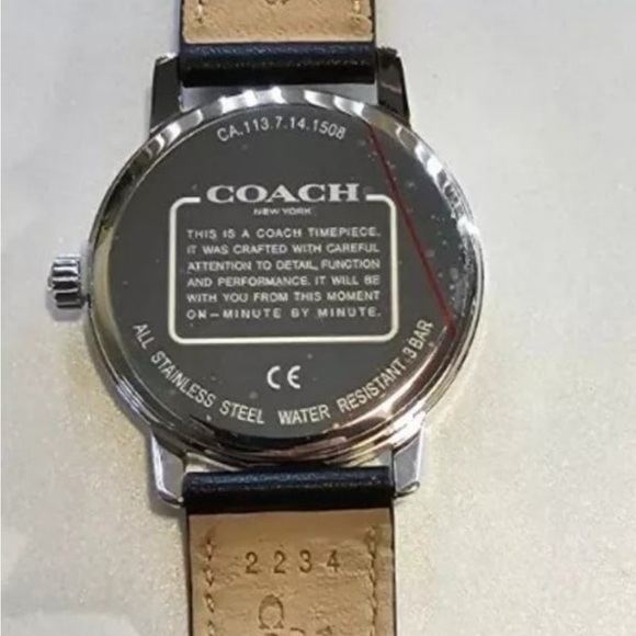 Coach Signature Face Watch With 36mm Black Face With Stars & Black Band - Picture 3 of 5